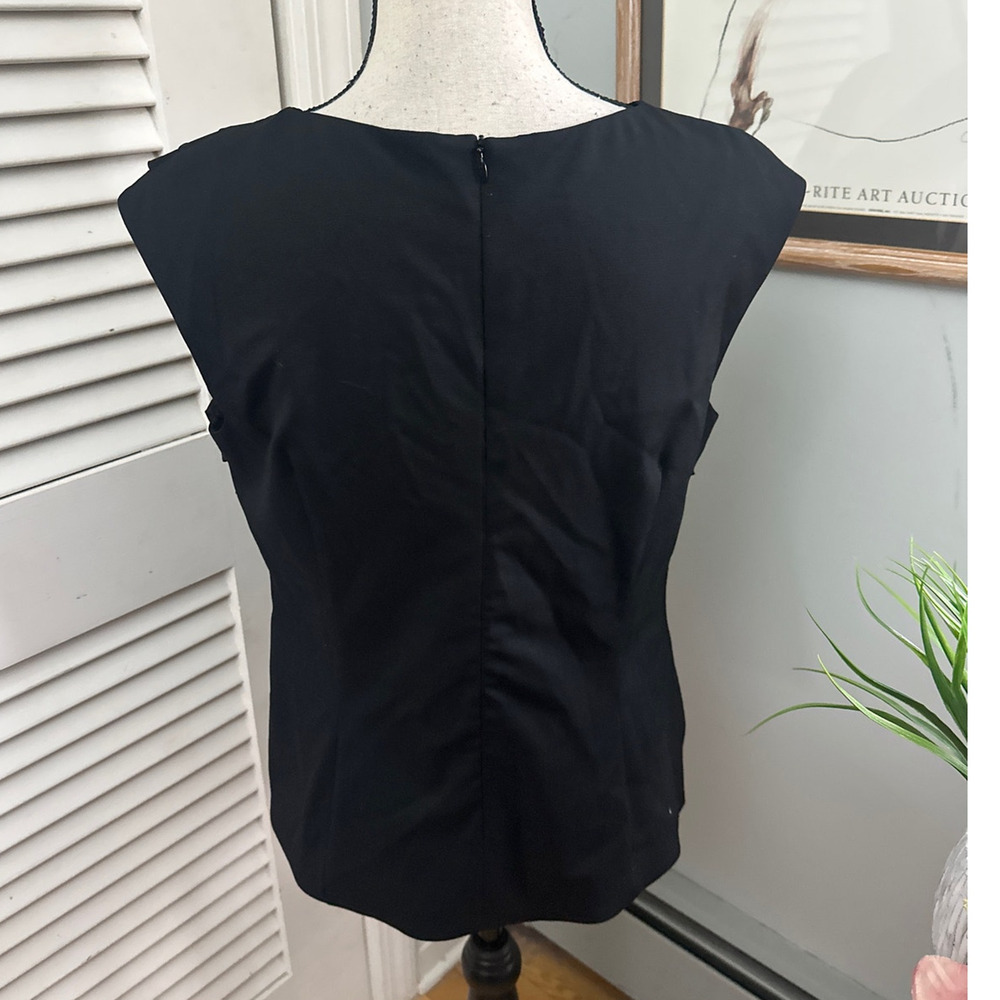 Escada Top Womens US 10 Black Crepe Sleeveless Peplum Minimalist Quiet Luxury - Picture 7 of 12